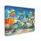 Stupell Industries Colorful Beach Umbrella Landscape Nautical Deep Blue Canvas Wall Art